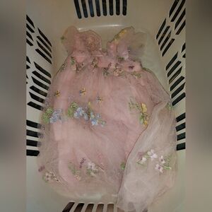 Pink Floral Embroidered Dress (3T Girl) – Elegant Toddler Party Dress